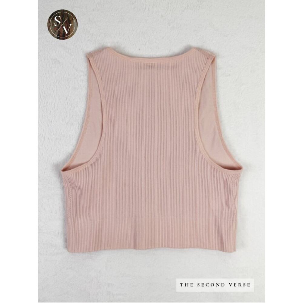 NWT Garage Stella Seamless Crop V-Neck Plunge Tank Top Light Pink Medium - Picture 6 of 8